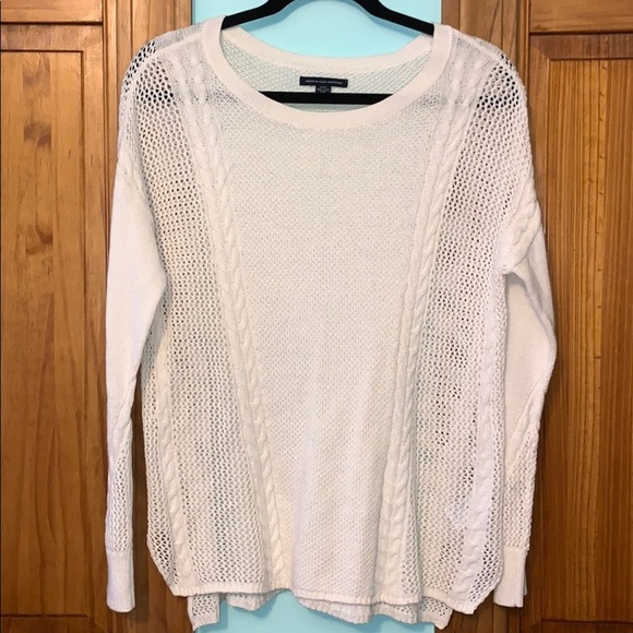 American Eagle Outfitters Sweaters - AE White Lightweight Crotchet Style Sweater S